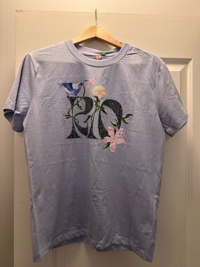 FARM Rio Lavender Tee with Blue Bird & Floral Graphic